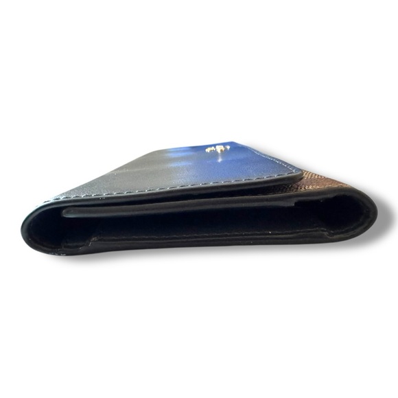 Coach Slim Navy Trifold Wallet in Leather & Canvas - Picture 5 of 7